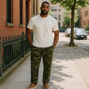 Goodthreads Pants Mens 40W X 29L‎ Olive Green Camouflage Army Cargo Hunting Fish